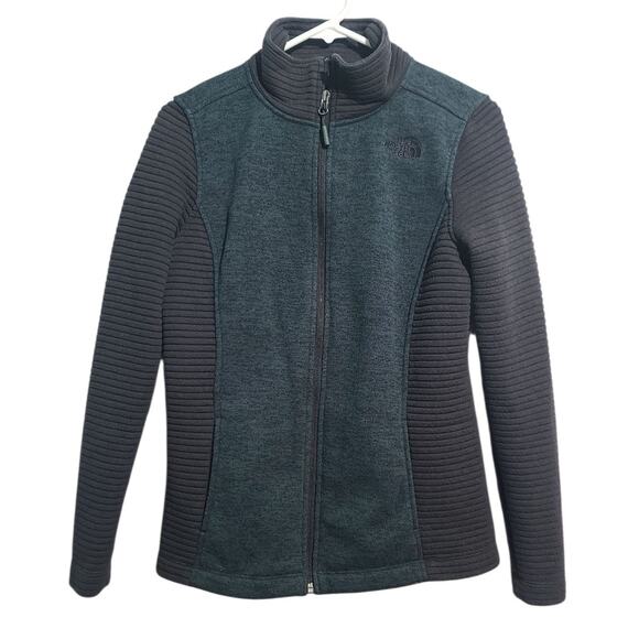 The North Face Indi Green Black Full Zip Fleece Jacket Size Small - Picture 1 of 6